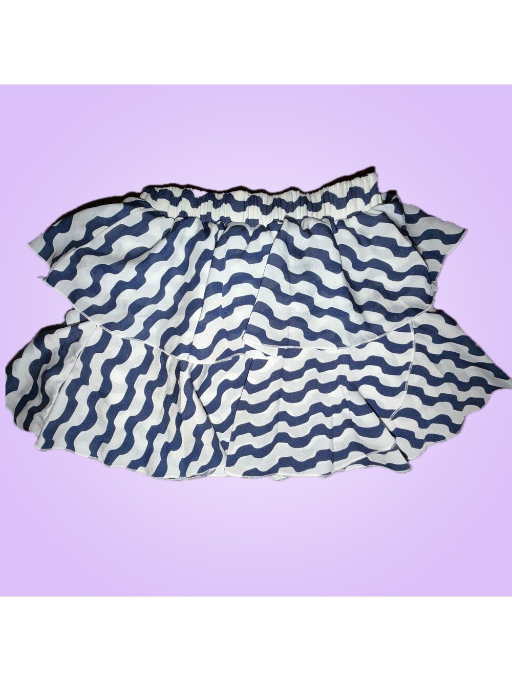 Rachael & Chloe Girls Size 10 Navy and White Wavy Stripe Tiered Skort
